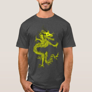 Blue Colorful Traditional Chinese Dragon in Moon T-Shirt