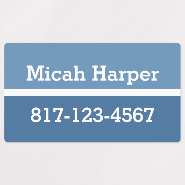 Blue Colour Block Adhesive Label Rectangle (Design 1)