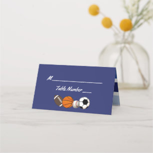 Blue Colour Block Sports Party Place Cards