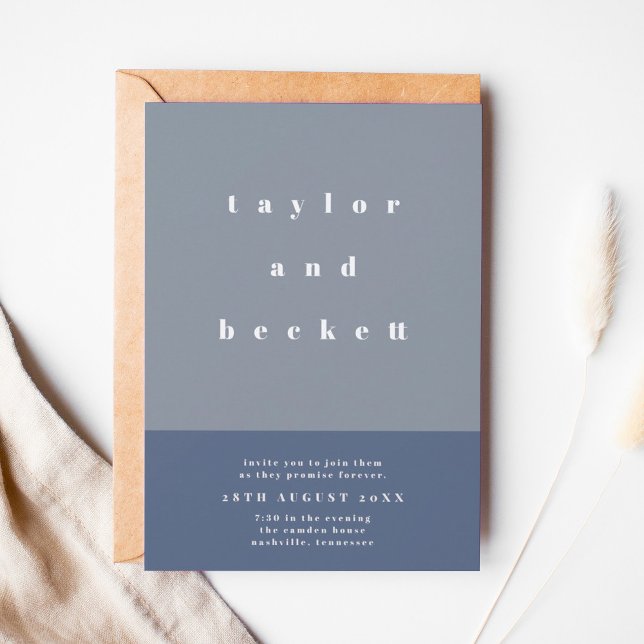Blue Colour Block Wedding Invitation (Creator Uploaded)