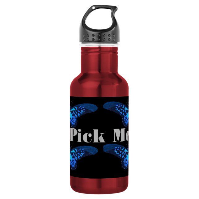 Blue Colour Custom Pick me text Water Bottle (Front)
