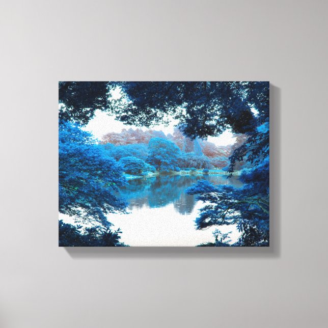 Blue colour effected cool, unique nature, lake canvas print (Front)