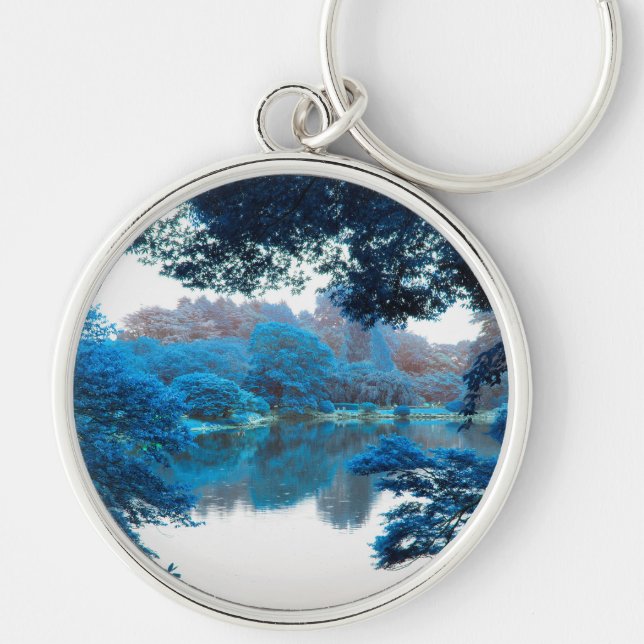 Blue colour effected cool, unique nature, lake key ring (Front)