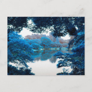 Blue colour effected cool, unique nature, lake postcard