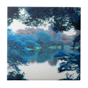 Blue colour effected cool, unique nature, lake tile