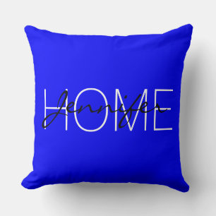 Blue colour home monogram cushion