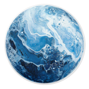 Blue Colour Marble Pattern Ceramic Knob