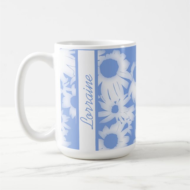 Blue Colour Me Daisies  Coffee Mug (Left)