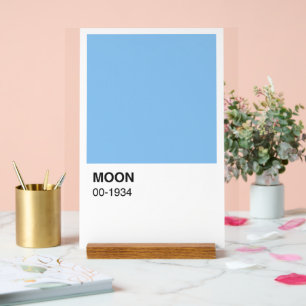Blue Colour Moon Song - White Background Acrylic Sign