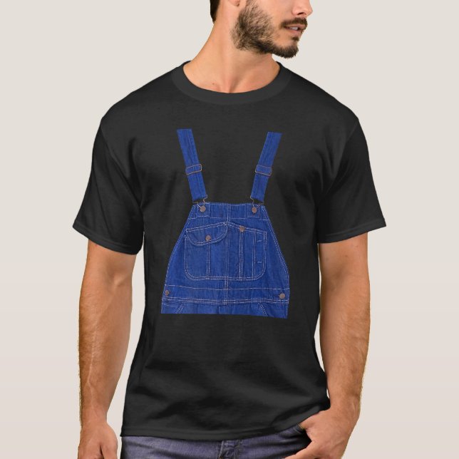 Blue Colour Overall Printed On A Yellow Colour T-Shirt (Front)