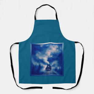 Blue Colour Scene With Old Steam Locomotive Apron