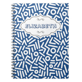 Blue Colour seamles monogram Pattern notebook