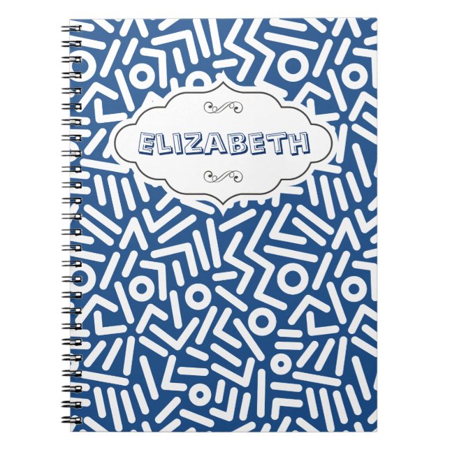 Blue Colour seamles monogram Pattern notebook (Front)