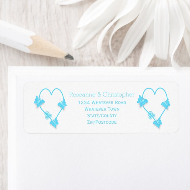Blue Coloured Butterfly Heart Design Wedding (Insitu)