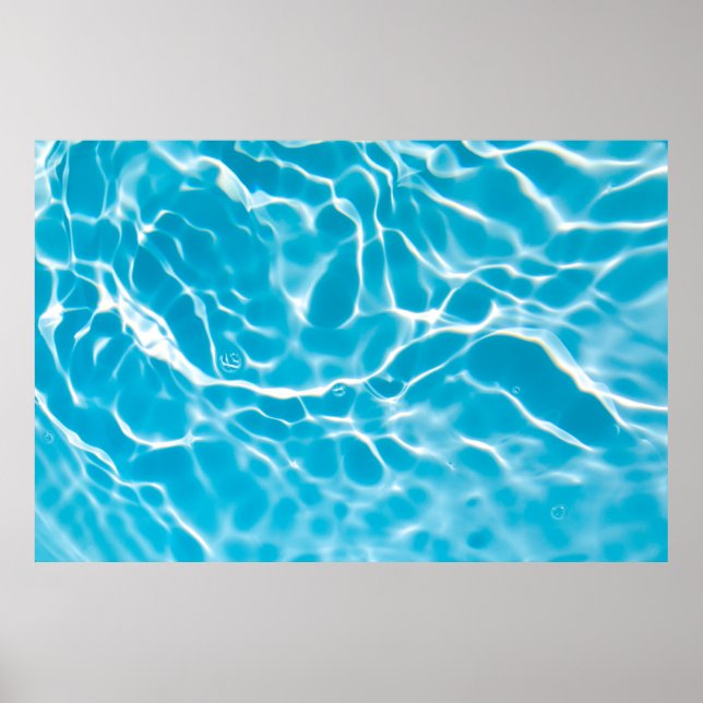 Blue coloured clear calm water surface texture wit poster (Front)