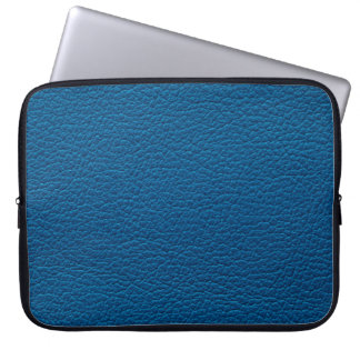 Blue coloured leather, textured surface laptop sleeve