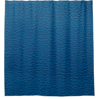 Blue coloured leather, textured surface shower curtain