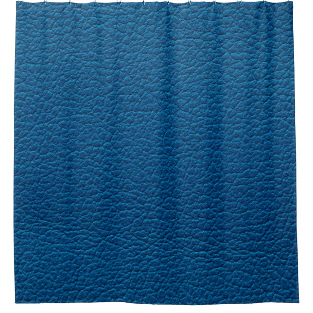 Blue coloured leather, textured surface shower curtain (Front)
