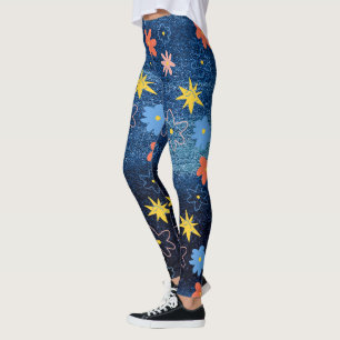Blue colourful Flower Dream Abstract Leggings