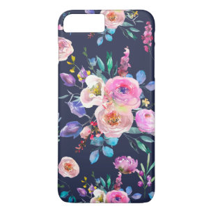 Blue & Colourful Flowers Bouquet Pattern iPhone 8 Plus/7 Plus Case