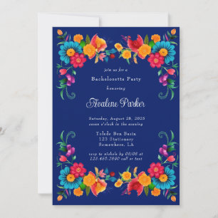 Blue Colourful Mexican Fiesta Bachelorette Party Invitation