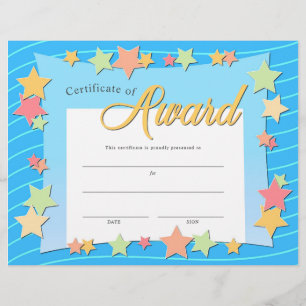 Blue Colourful Stars Kid's Certificate Award Flyer