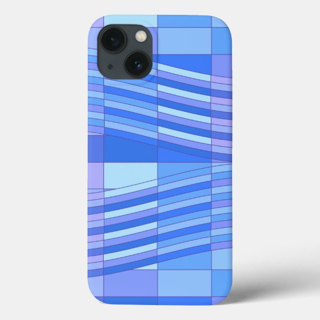 Blue Colours Wavy Rectangles Case-Mate iPhone Case (Back)