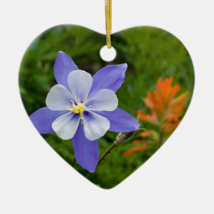 Blue Columbine Ceramic Tree Decoration