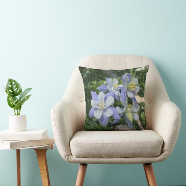 Blue Columbine Floral Nature Photograph Cushion (Chair)