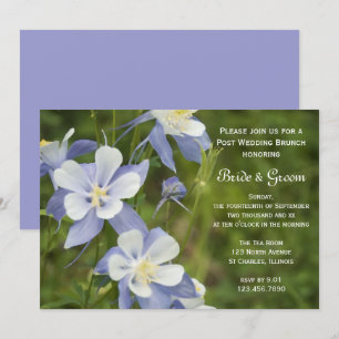 Blue Columbine Flowers Post Wedding Brunch Invitation