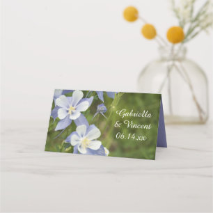 Blue Columbine Flowers Wedding Place Card