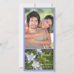 Blue Columbine Flowers Wedding Thank You Photo Card