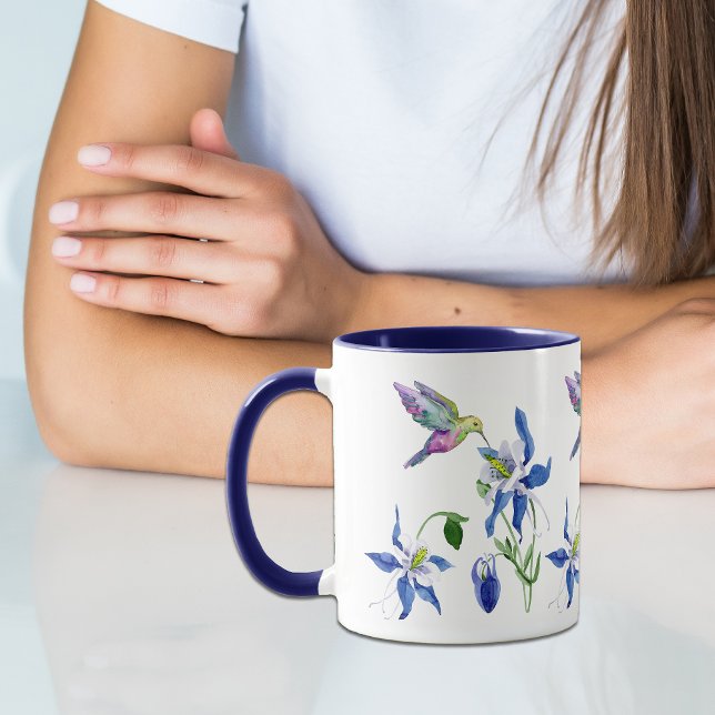 Blue Columbine Garden Hummingbird Mug (Creator Uploaded)