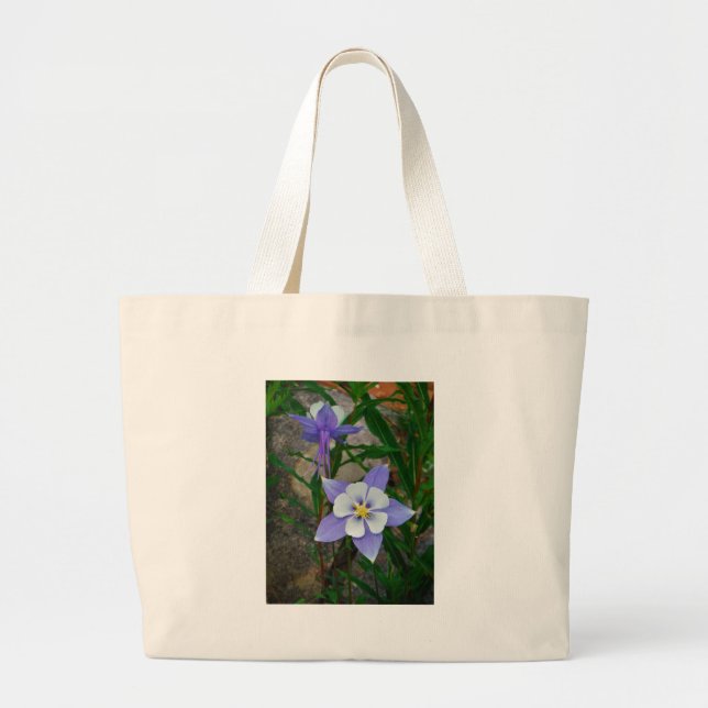 Blue columbine large tote bag (Front)