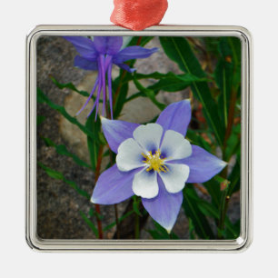 Blue columbine metal tree decoration