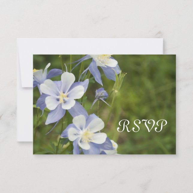 Blue Columbine Wedding RSVP Response Card (Front)