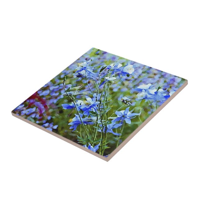 Blue Columbines - Flowers Tile (Side)