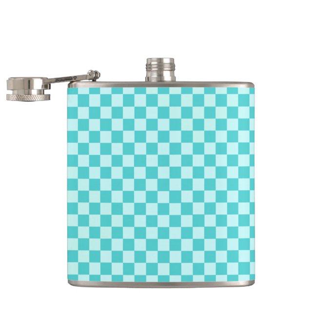 Blue Combination Classic Chequerboard by STaylor Hip Flask (Opened)