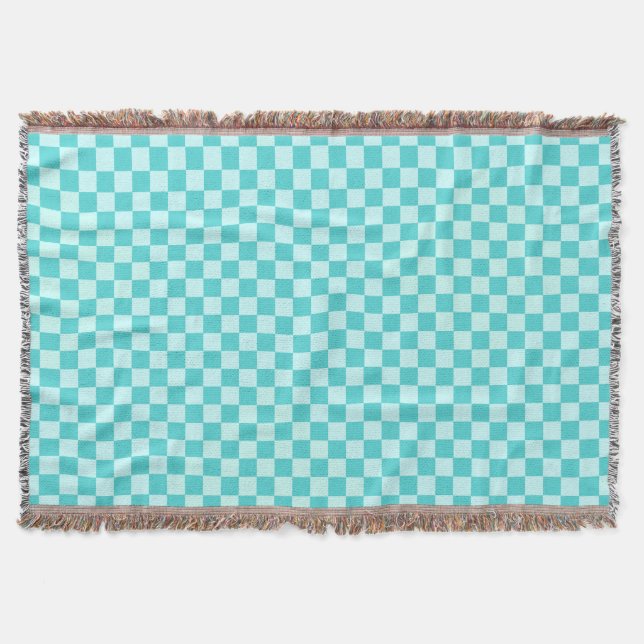 Blue Combination Classic Chequerboard Throw Blanket (Front)