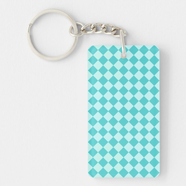 Blue Combination Diamond Pattern by Shirley Taylor Key Ring (Front)