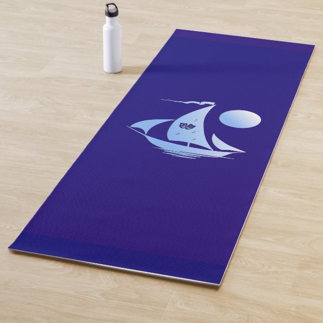 Blue Comedy and Tragedy Theatre Sailboat Yoga Mat (In Situ)