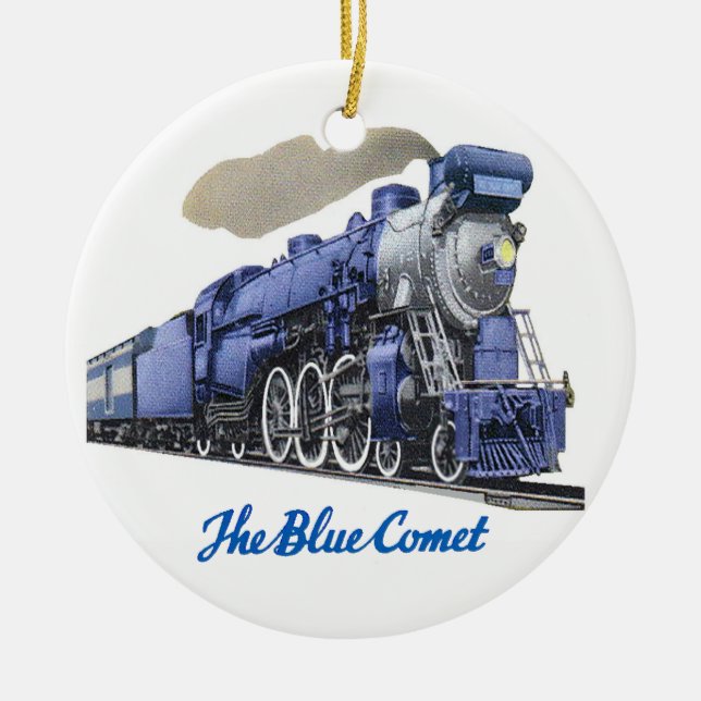 Blue Comet Steam Locomotive Ceramic Tree Decoration (Front)