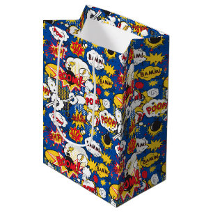 Blue Comic Book Design Pattern Medium Gift Bag
