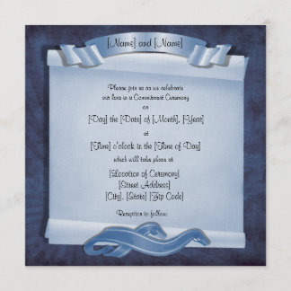 Blue Commitment Ceremony Custom Square Invitations
