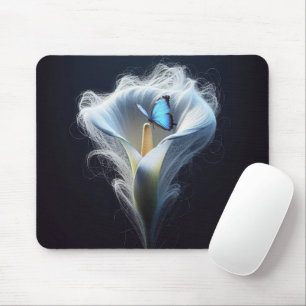 Blue Common Morpho Butterfly In Lily Mouse Mat