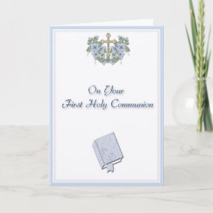 Blue Communion Congratulations Card