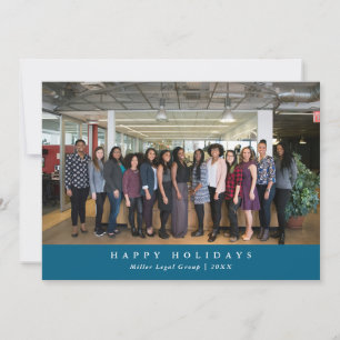 Blue Company Christmas Professional Team Photo Holiday Card