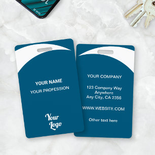 Blue Company Employee Name and Title ID Badge