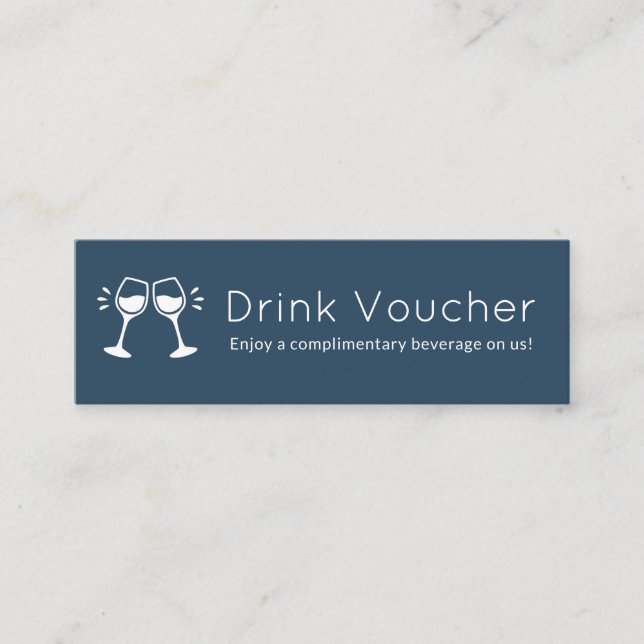 Blue Company Logo Drink Voucher | Corporate Event Mini Business Card (Front)