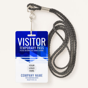 Blue Company Logo Visitor Pass ID ID Badge